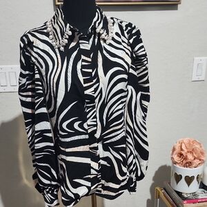 Elegant Zebra Print Button Down Shirt